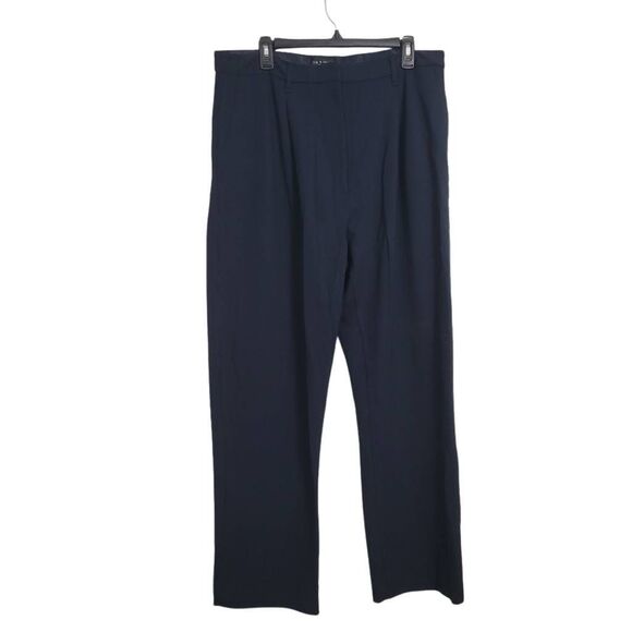 Rag‎ & Bone Irina Ponte Knit Trouser Pants Sz XL Navy Wide Leg High Rise Pleated - Picture 3 of 10